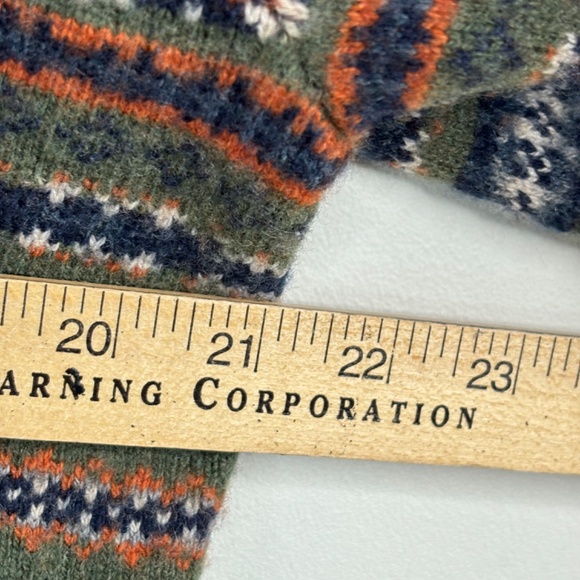 JCrew Fair Isle Wool Sweater Mens M Olive Green Holiday Ski Cabin Nordic Grandpa - Picture 7 of 9